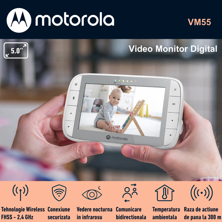 Motorola VM55 Monitor Video 5" Digital Bebelusi - imagine 3