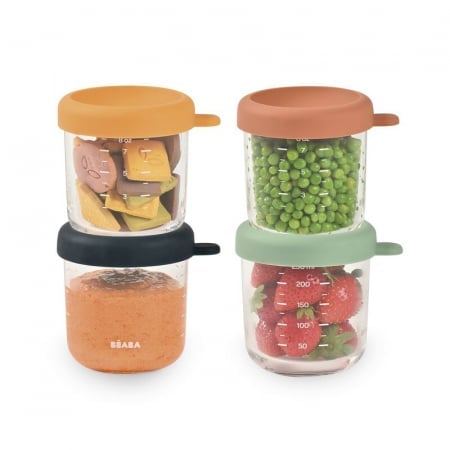 Set 4 Recipiente Sticlă Beaba 250 ml, Ermetice