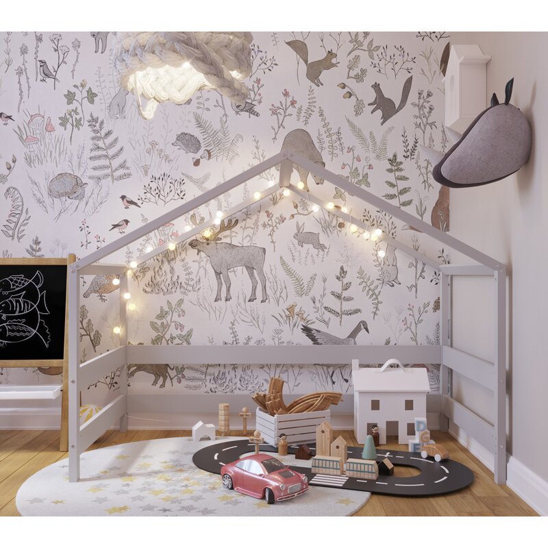 Pat tip casuta YappyHytte Bed, Lemn FSC, 160x80 cm, Gri - imagine 3