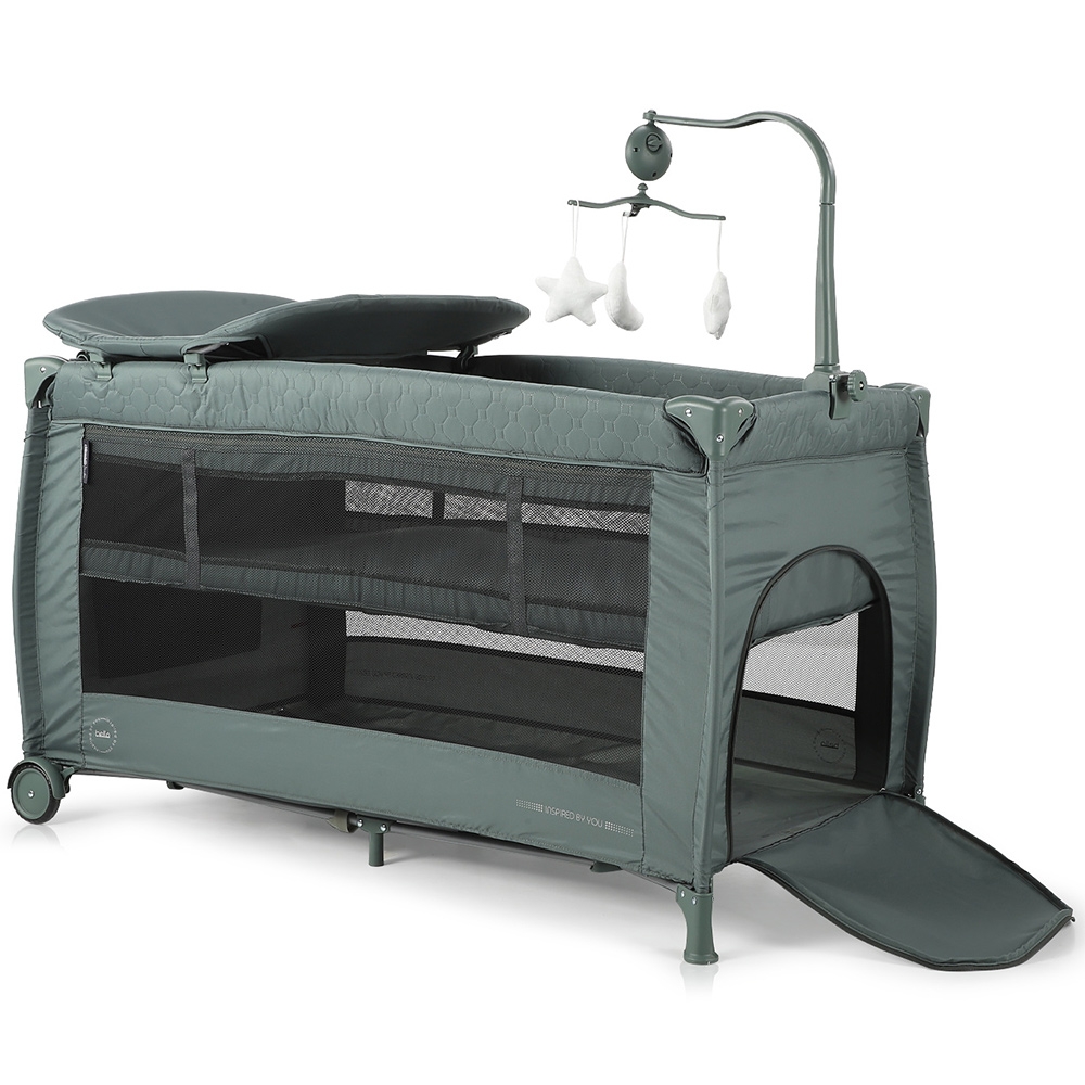 Patut pliabil Chipolino Bella, 2 nivele, Pastel Green
