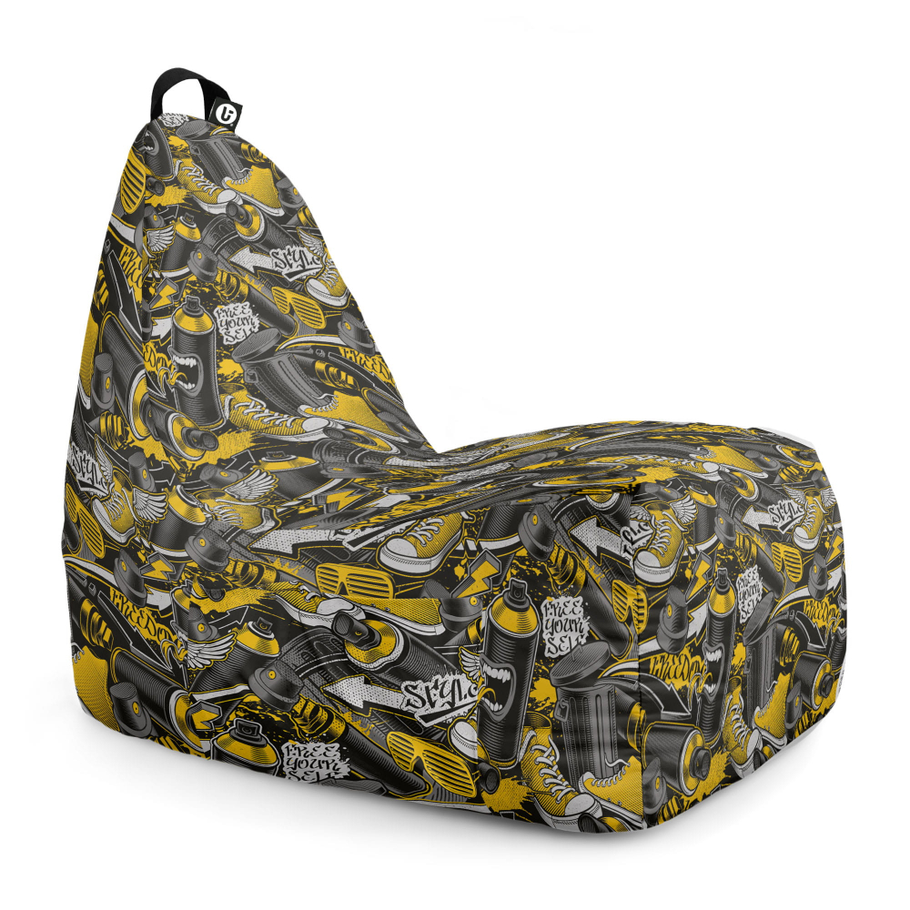 Fotoliu Puf Chill XL Updeco, Negru-Galben - imagine 6