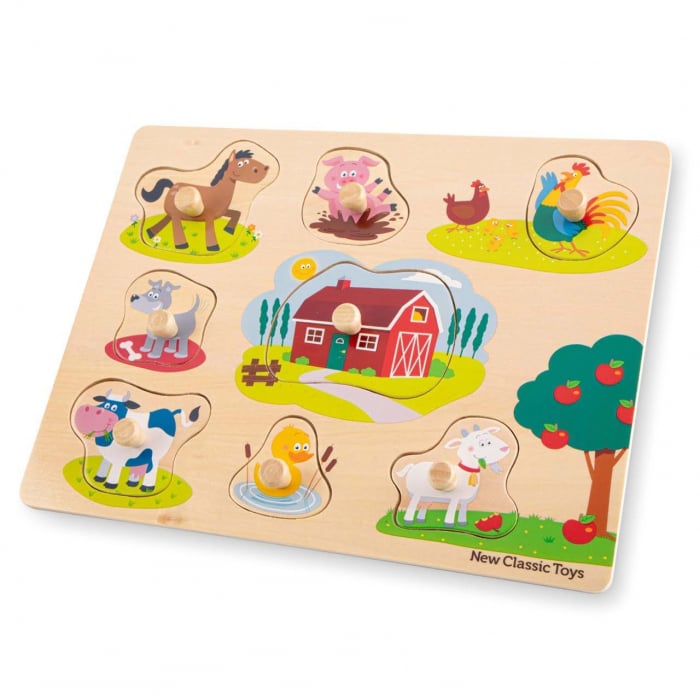 Puzzle Lemn Ferma 9 Piese New Classic Toys
