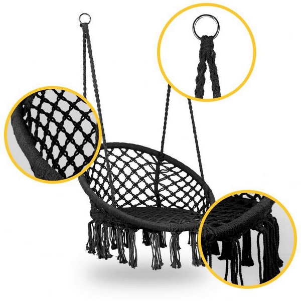 Leagan Suspendat Modernhome Negru, Interior/Exterior - imagine 4