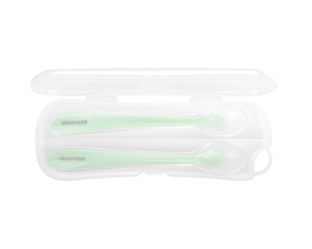 Set 2 lingurițe KikkaBoo Mint, silicon moale - imagine 4
