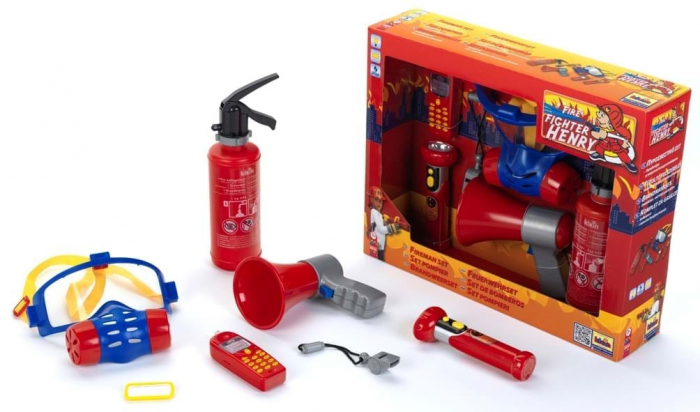 Set 7 Accesorii Pompier Klein cu Sunet și Lumină