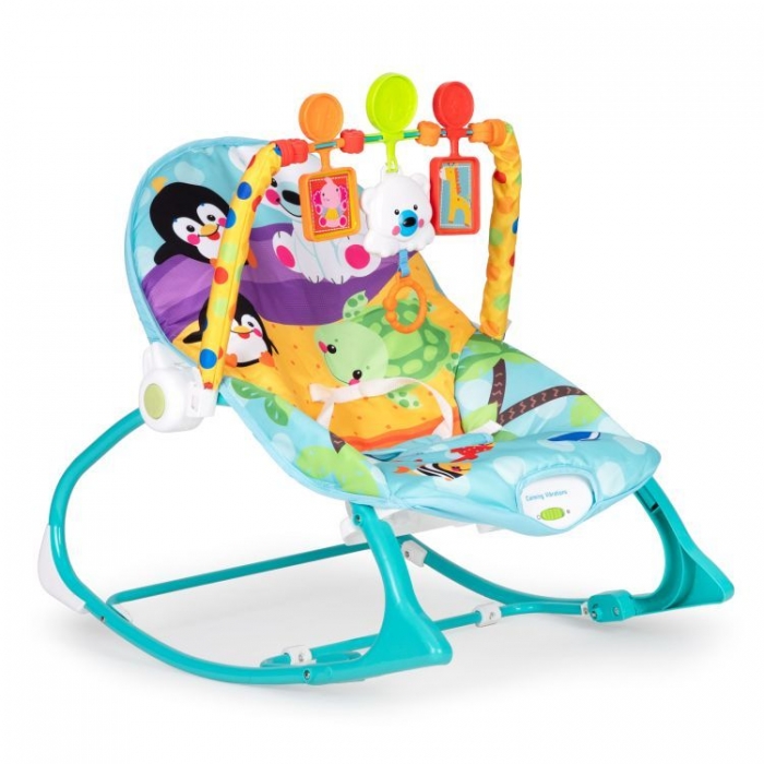 Balansoar 2 în 1 Ecotoys cu Vibrații și Multimedia, Turcoaz - imagine 2