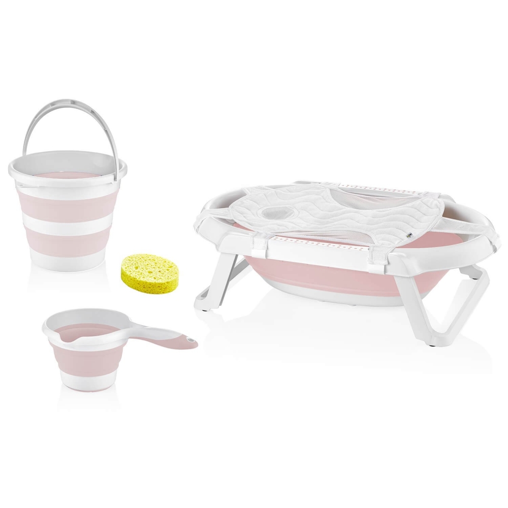 Set Baie 5 Piese Babyjem Pink cu Cadită Pliabilă
