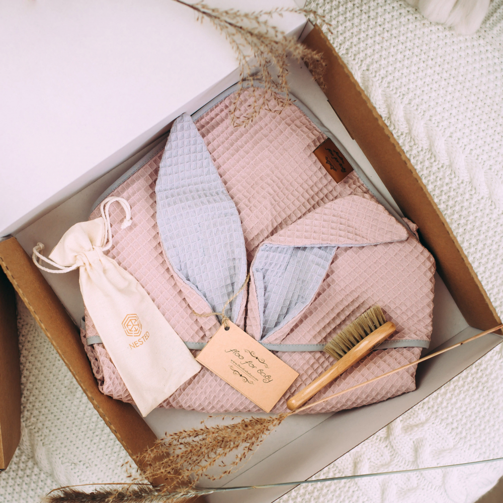 Prosop Iepuras Floo for Baby Roz, Bumbac Waffle - imagine 5