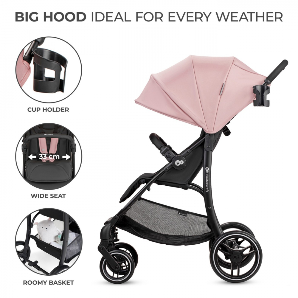 Carucior Sport Kinderkraft Trig 2 Pink | 24kg - imagine 3