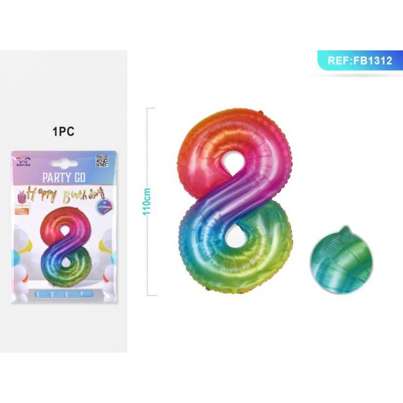 Balon Aniversar Cifra 8 PartyGo Curcubeu