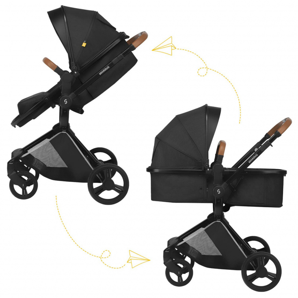 Carucior 2 in 1 Skiddou Onyx Negru, Compact - imagine 4