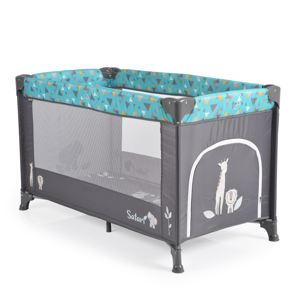 Patut Pliabil Moni Safari Turquoise, cu Nivel si Saltea - imagine 4
