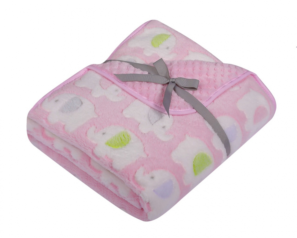 Paturică Pufoasă 2 Fețe Pink Elefants | Duetbaby