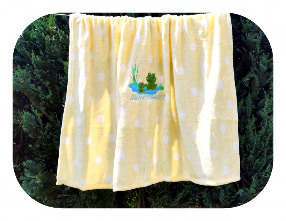 Paturica Microfibra Egakids Yellow Frog, 80x100 cm