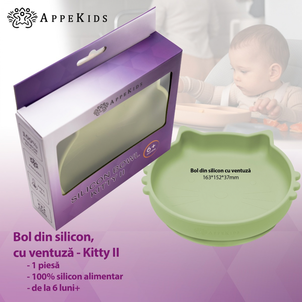 Bol Silicon AppeKids Kitty II Raw Green | Sigur - imagine 2