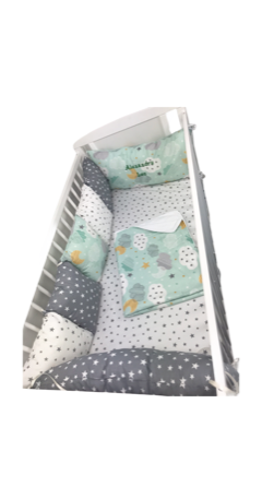 Lenjerie Patut cu 7 Aparatori Deseda Nori 140x70 cm