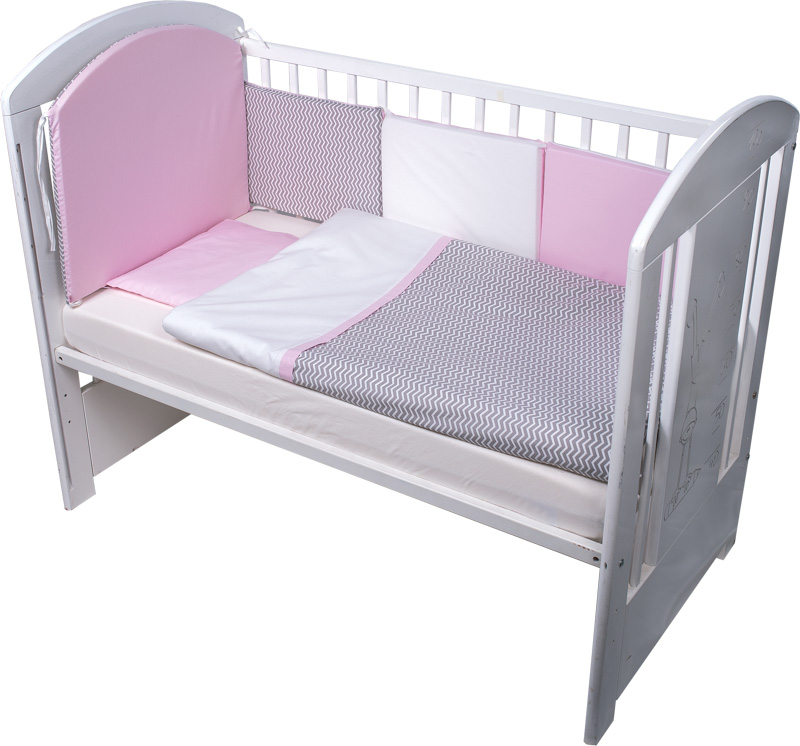 Set Pat 10 Piese Bubaba Chevron Grey Pink