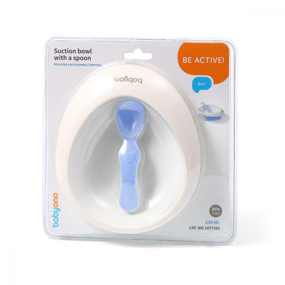 Set castron și linguriță Babyono albastru deschis - imagine 4