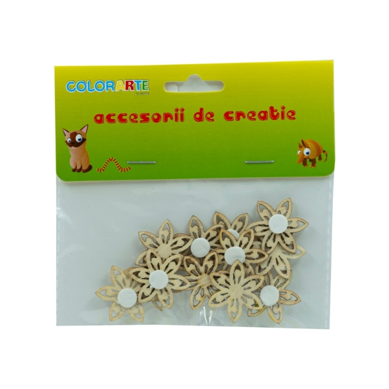 Set 12 Flori Lemn Colorart - Accesorii Creative