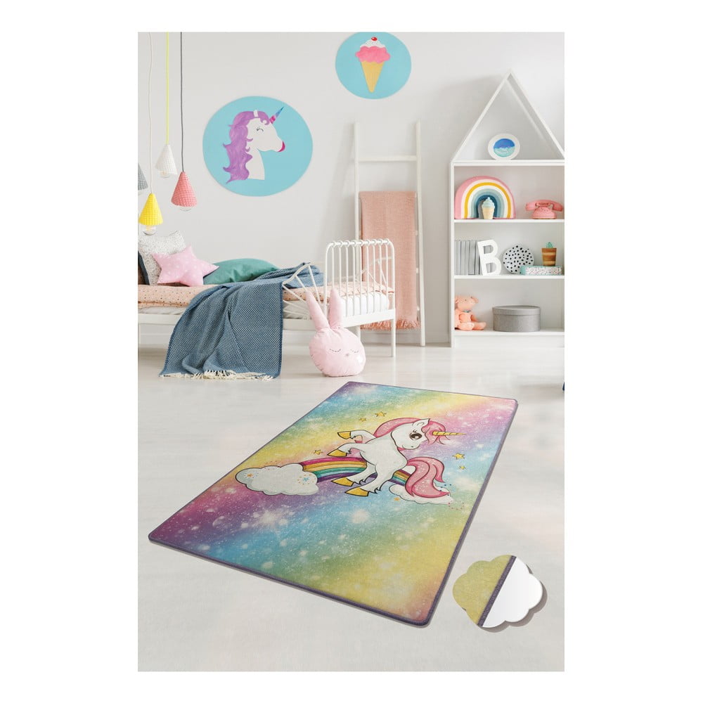 Covor Antiderapant Copii Unicorns 100x150 cm Chilai - imagine 3