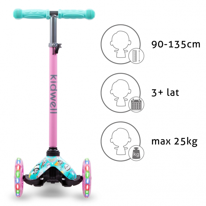 Trotineta Kidwell uno Happy cu LED, Aluminiu, 3 ani+ - imagine 5