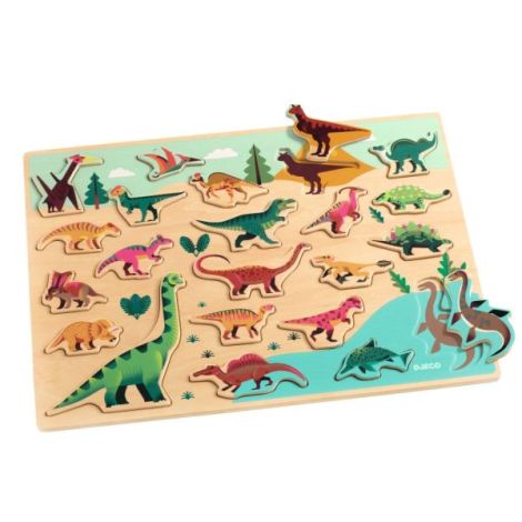Puzzle Lemn Dinozauri Djeco | Educativ +2 Ani - imagine 2
