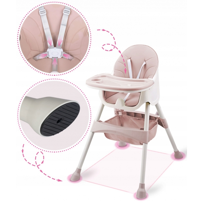Scaun Masa 3in1 Ricokids Milo Roz, Transformabil - imagine 5