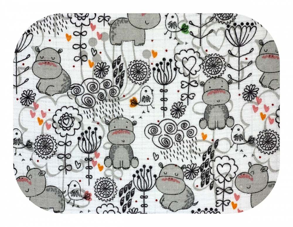 Scutec Muselina Egakids Grey Hippo 70x80 cm - imagine 2