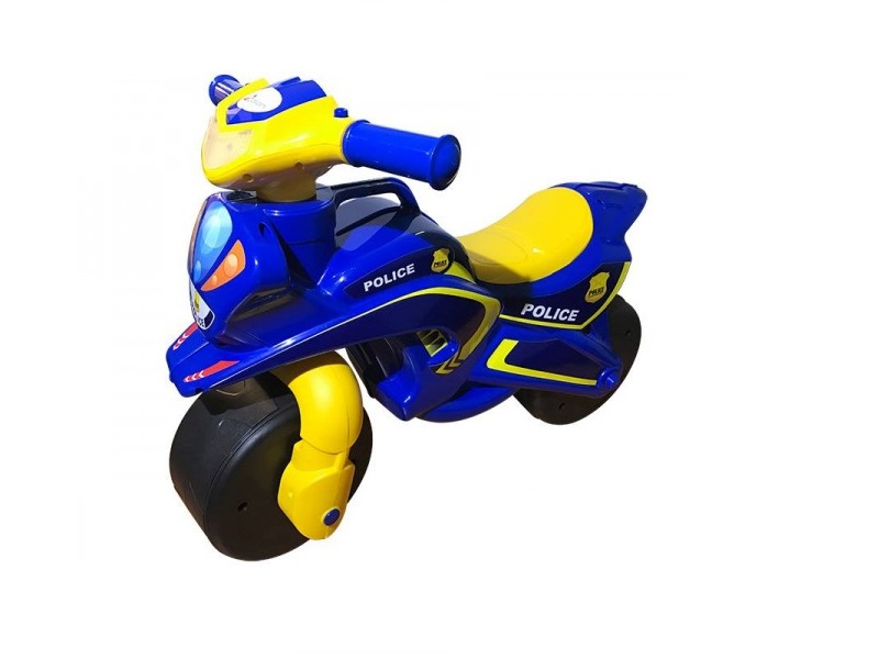 Motocicleta Mykids Police Music, Albastru-Galben