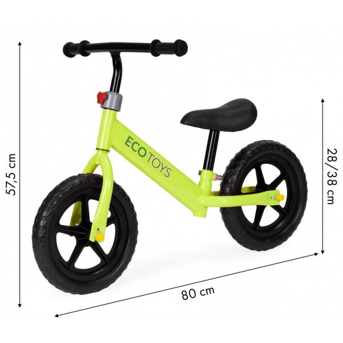 Bicicleta Ecotoys fara pedale Verde, reglabila - imagine 5