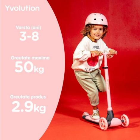 Yvolution Y Glider Pink - Trotineta 3 Roti LED - imagine 6
