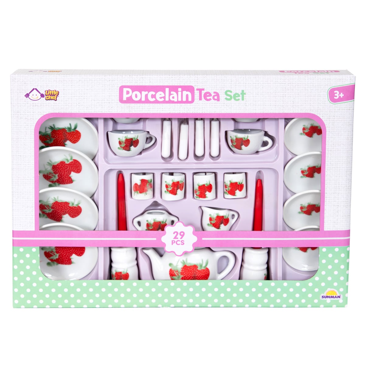 Set Ceai Portelan Little Chef, 29 Piese, Capsuni