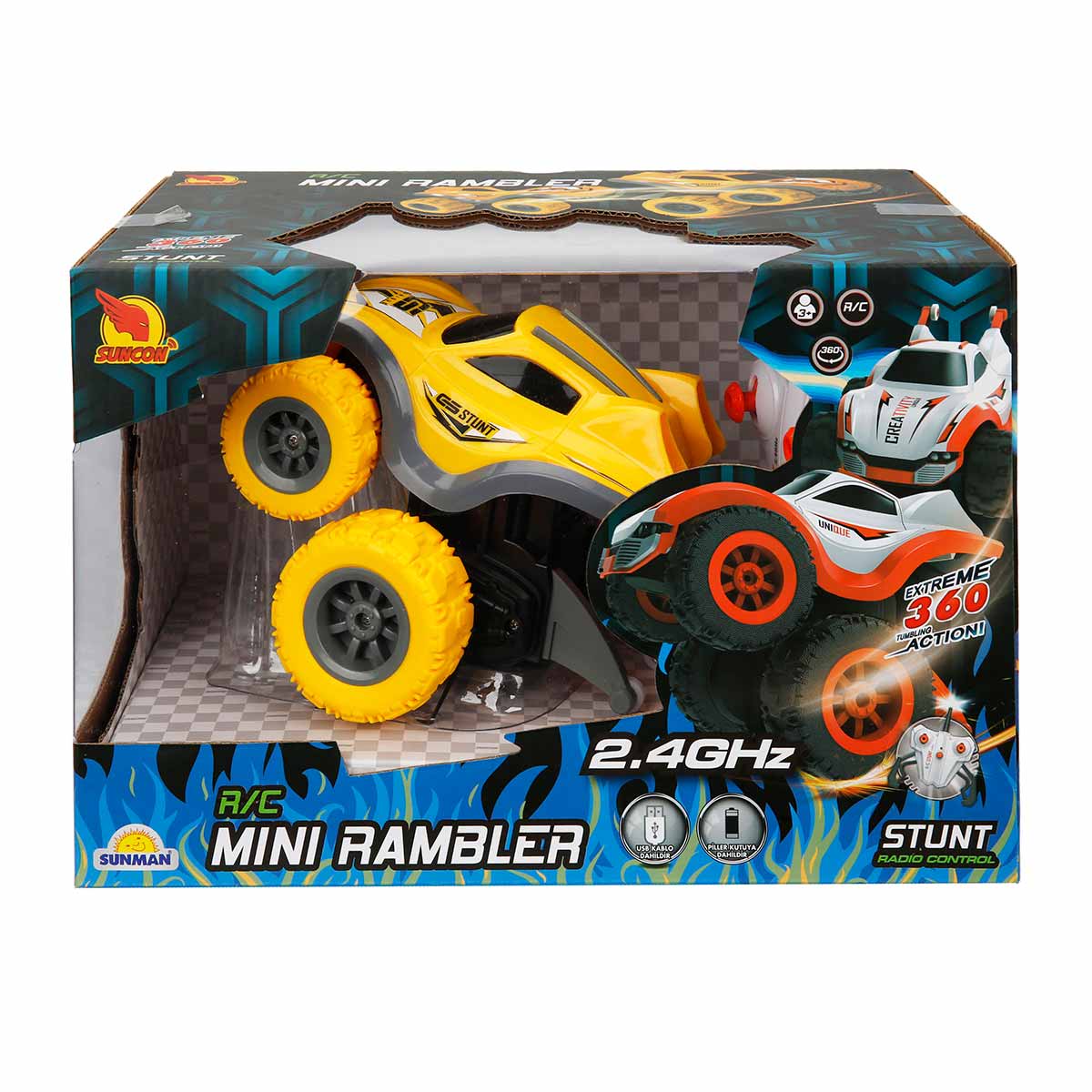 Mașina Mini Rambler Sunman, Galben, Telecomandă 16 cm