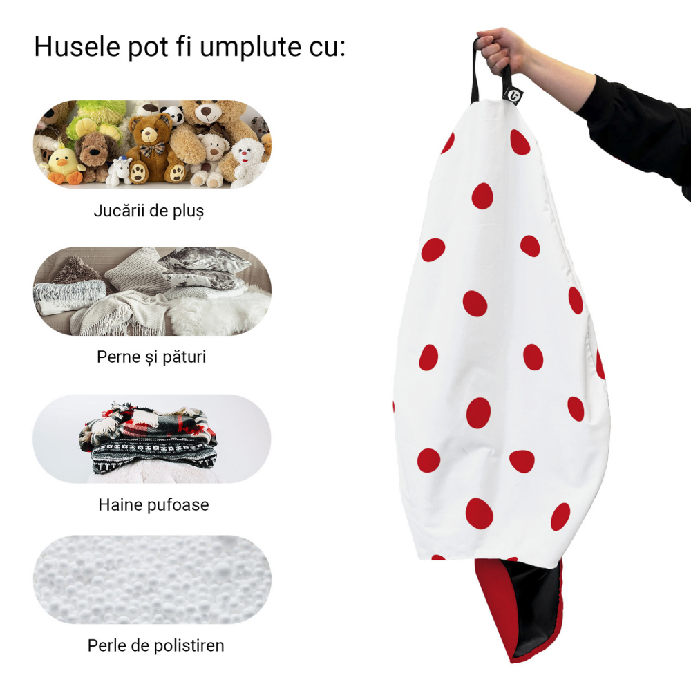Husa Puf Tip Para XL Alb/Rosu Updeco