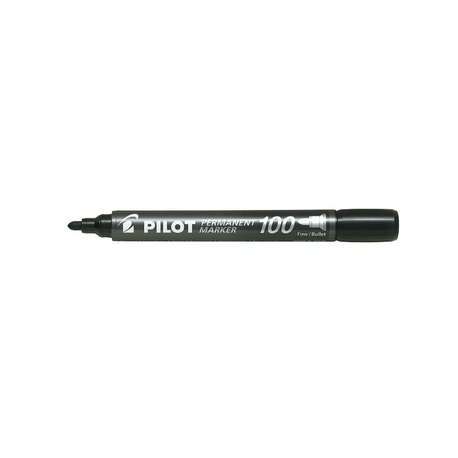 Marker Permanent Pilot P100 Negru, Vârf Rotund