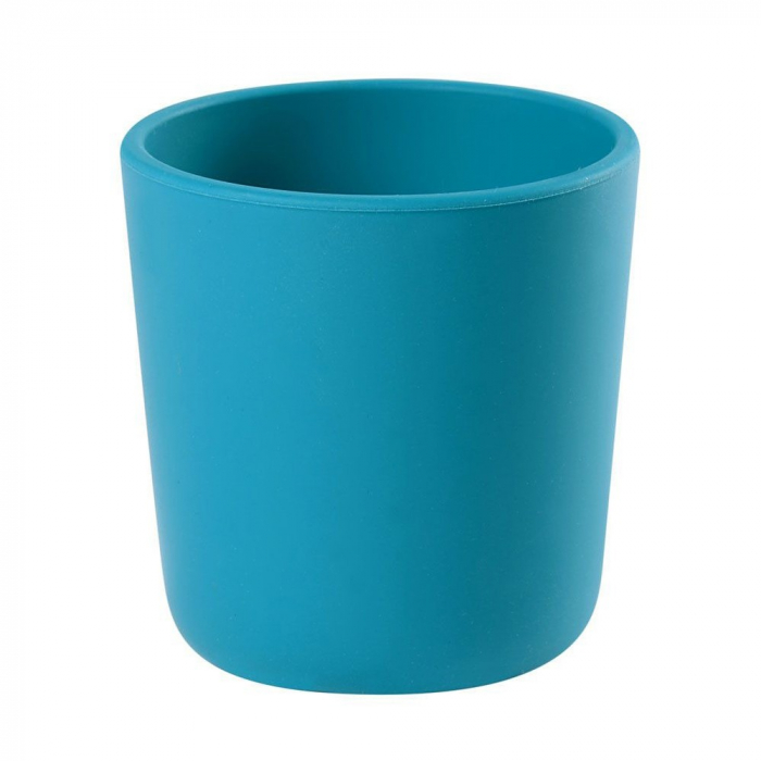 Pahar Silicon Beaba Blue cu Ventuza, Antiderapant
