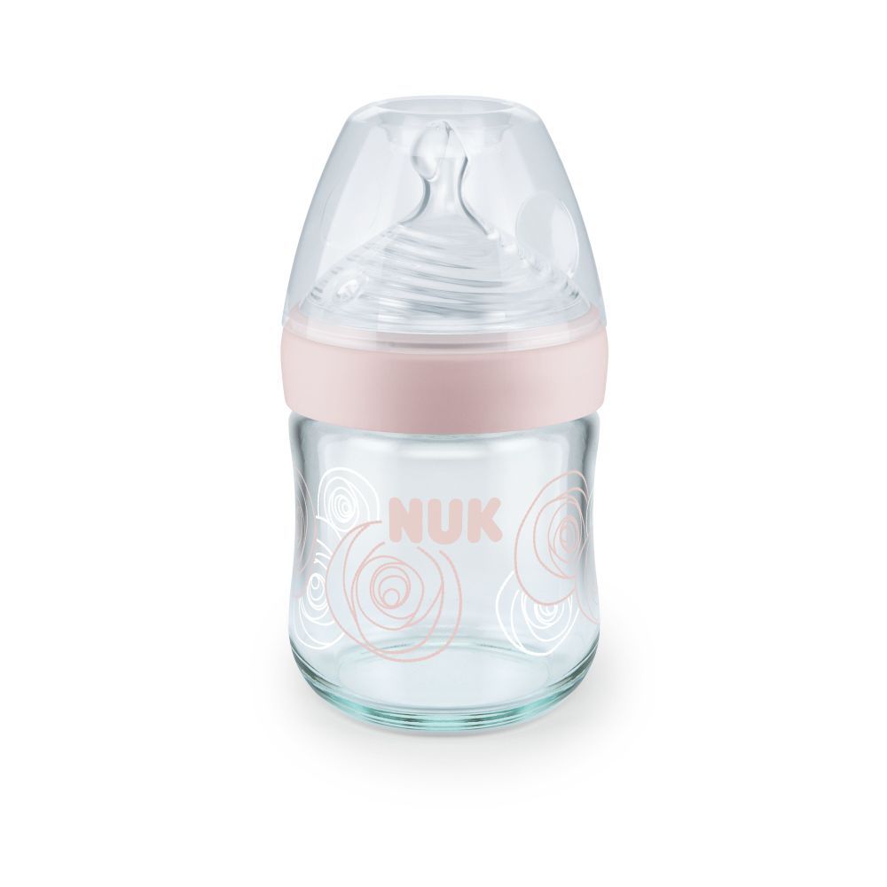 Biberon NUK Nature Sense 120ml, Roz, 0-6 Luni - imagine 2
