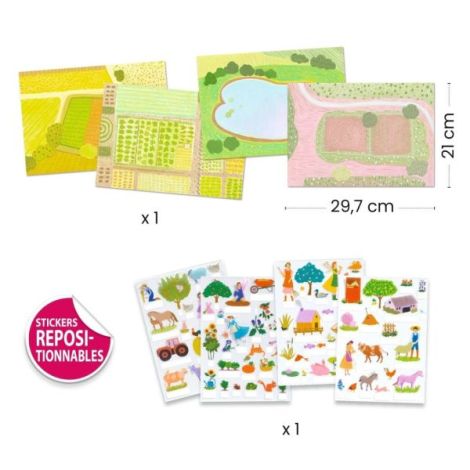 Set Stickere Ferma Djeco Reutilizabile 3D - imagine 2