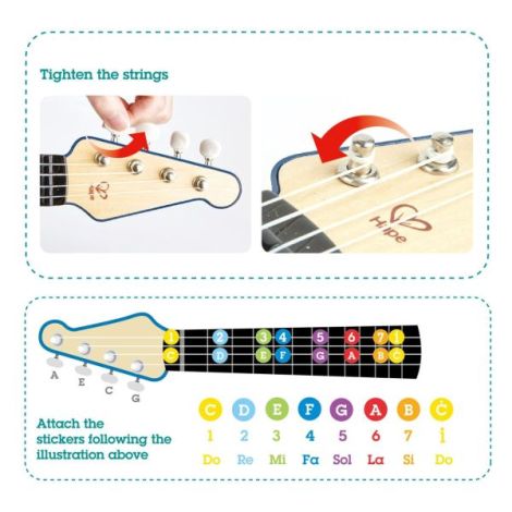 Hape Ukulele din Lemn cu Lumini - Află să cânți - imagine 6