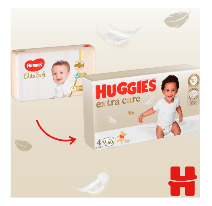 Scutece Huggies Extra Care 4, 8-16kg, 60 buc - imagine 2