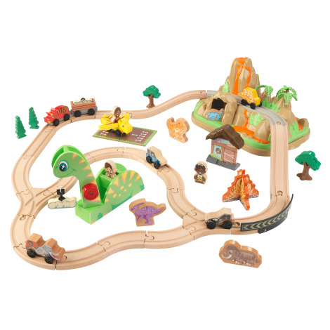 KidKraft Set Trenulet Dinozaur, 56 Piese, Lemn