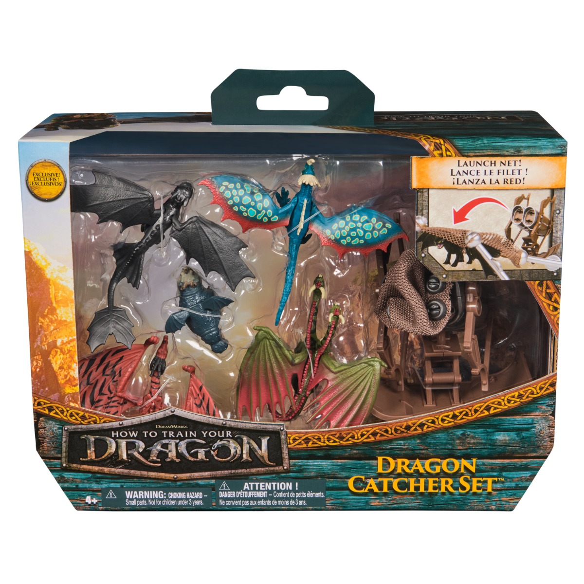 Set Dragon Catcher DreamWorks - Figurine și Catapultă