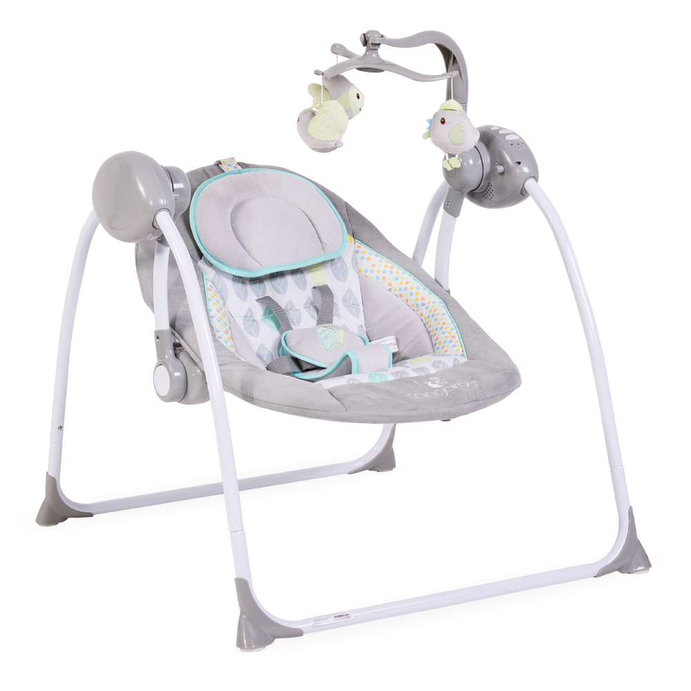 Leagan Electric Cangaroo Baby Swing+ Grey, Priza - imagine 8