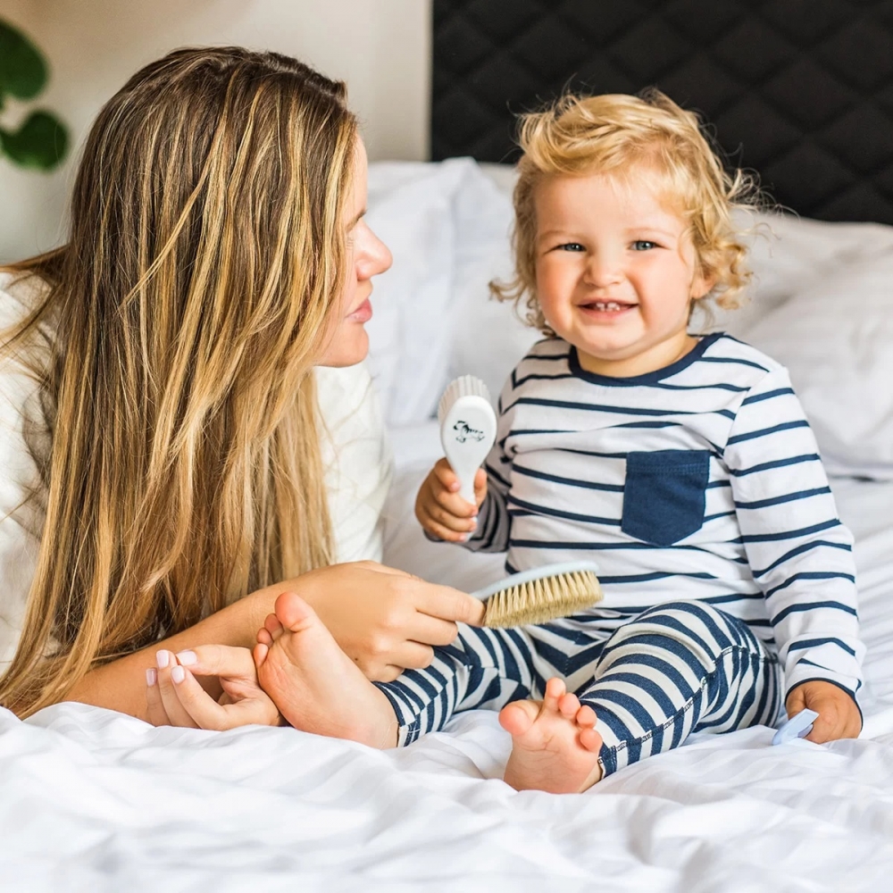 Set perie și pieptene BabyOno, păr moale - imagine 3