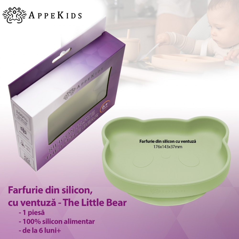 Farfurie Silicon cu Ventuza AppeKids Ursuleț