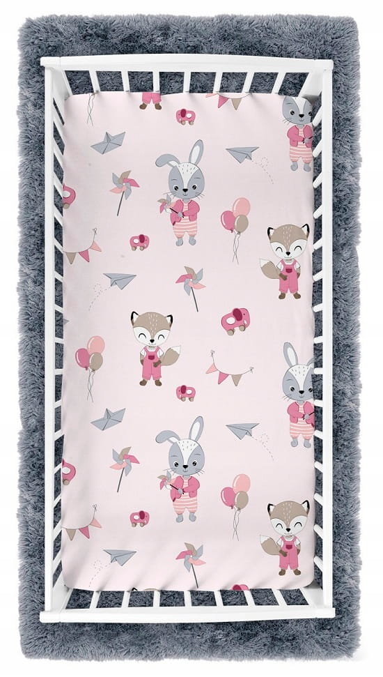 Cearceaf BabyMam Pink Balloons 100% Bumbac - imagine 3