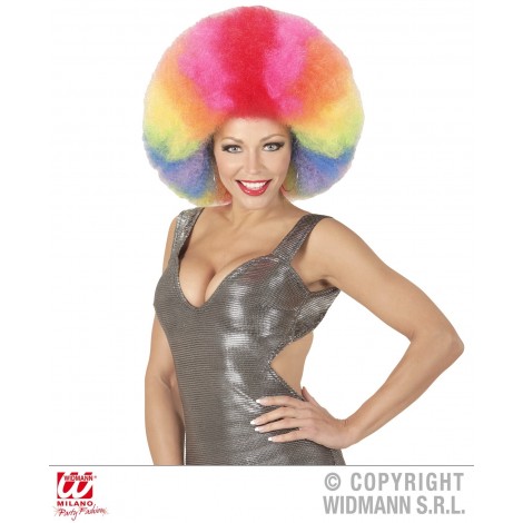 Peruca Afro Multicolora Widmann Italia | Costume 80s - imagine 2