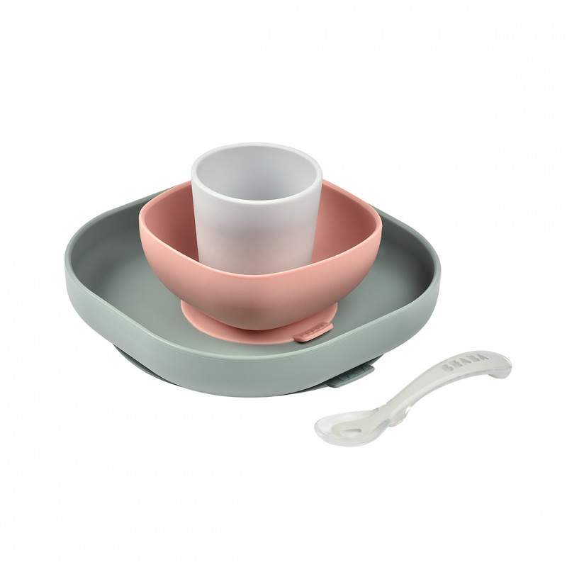 Set Masa Silicon Beaba 4 Piese Eucalyptus - imagine 3