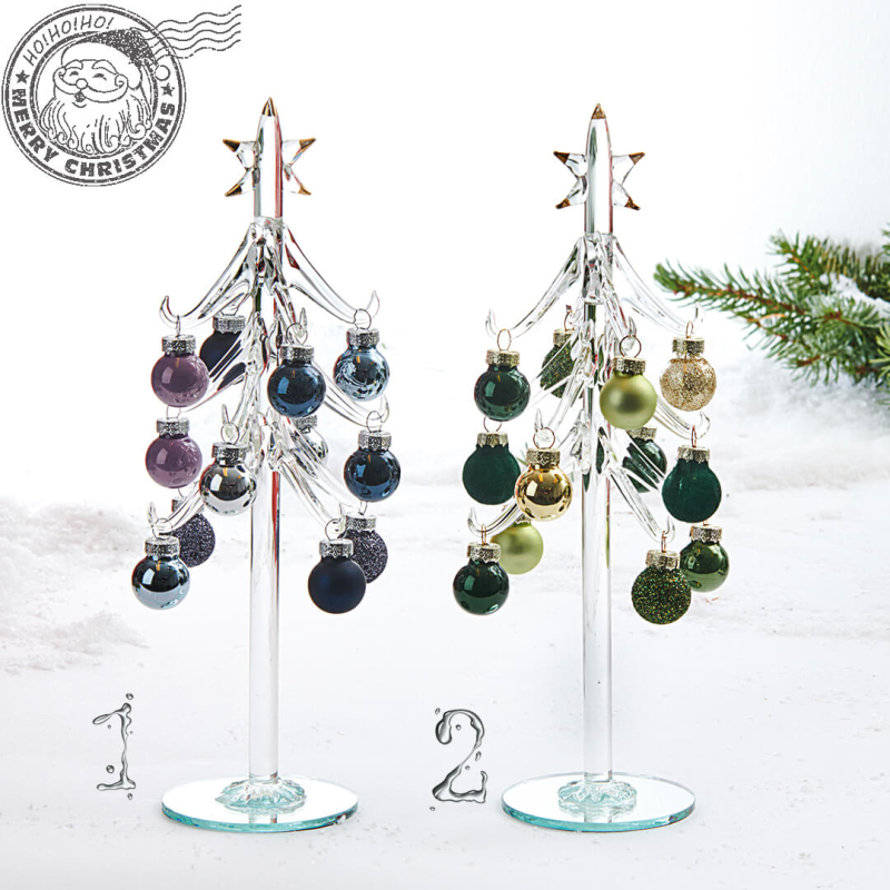 Brad Crăciun Sticlă 27 cm Ema cu Globuri Decorative - imagine 3