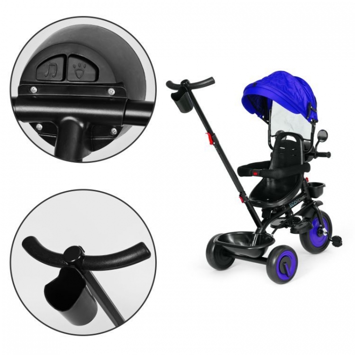 Ecotoys Tricicleta 3in1 Albastru Copii 6luni-6ani - imagine 3